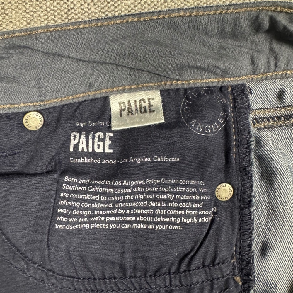 PAIGE Edgemont Skinny Jeans Blue Denim Moto Zip‎ Detail Low Rise Size 26 - Picture 9 of 11